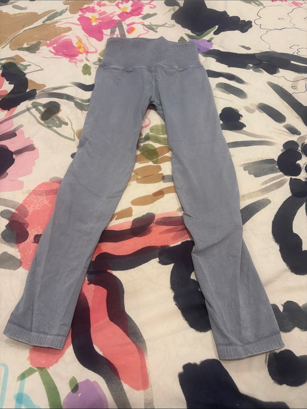 Free People Light Blue Ribbed Waist Leggings